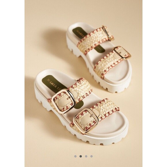 MARIA LUCA STRAP Buckle Iris LEATHER Platform SANDALS Beige EU 38  7.5 US - Picture 2 of 15